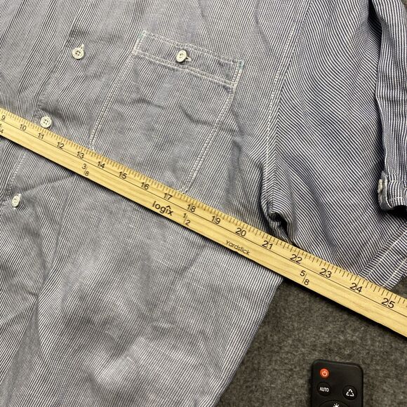 Tommy Bahama Shirt Mens Med‎ Linen Blend Button Short Sleeve Stripe Seersucker - Picture 8 of 12